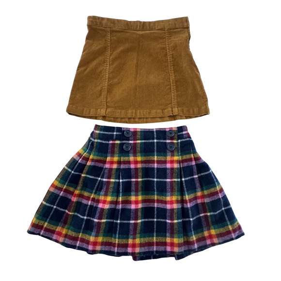 Mini Boden Other - Girls 2 Pc Skirt Bundle Crewcuts Corduroy Skirt Mini Boden Plaid Wool Blend 7 8